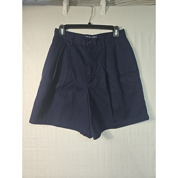 Ralph Lauren Pants - VTG Ralph Lauren Polo Sport Women's Chino Shorts 8 Pleated Front High Waist Navy